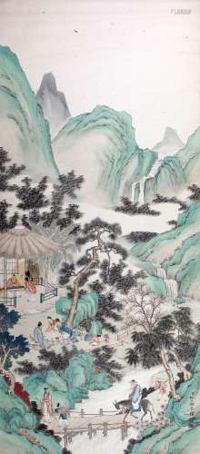 CHINESE SCROLL PAINTING OF MOUNTAIN VIEWS SIGNED BY YAO WENH...