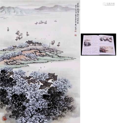 CHINESE SCROLL PAINTING OF LAKEVIEWS SIGNED BY SONG WENZHI W...