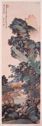 CHINESE SCROLL PAINTING OF MOUNTAIN VIEWS SIGNED BY PURU