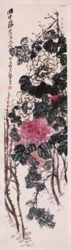 CHINESE SCROLL PAINTING OF FLOWER SIGNED BY ZHAO YUNHE
