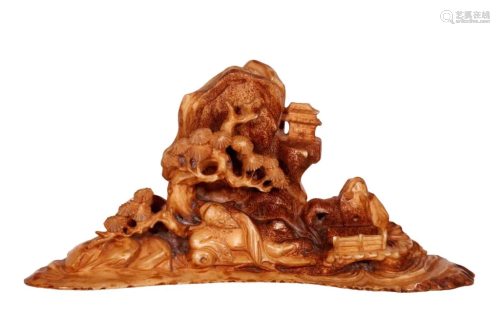 A Gorgeous Antlers Carving Mountain-shaped Figure Ornament