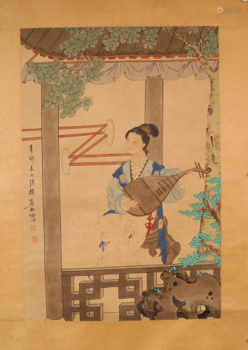 A Delicate Figure Scroll Painting Made By Xu Cao