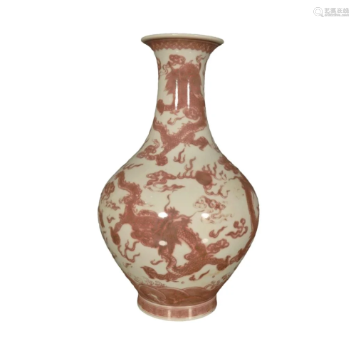 A Delicate Glaze-red Dragon Vase