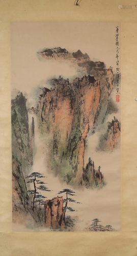 A Lovely Landscape Scroll Painting Made By Tao Yiqing