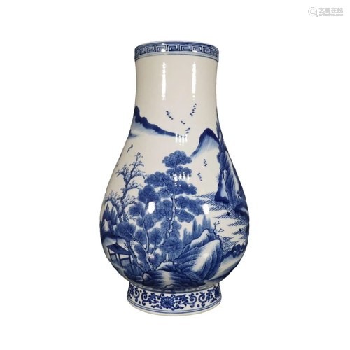 A Blue And White 'Landscape' Vase