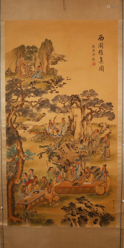 A Fine Figure Scroll Painting By Qiu Ying