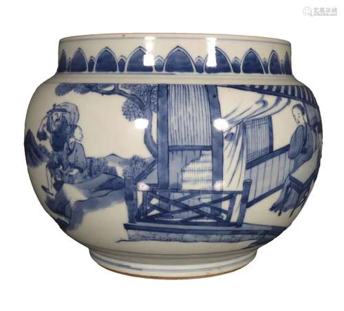 A Lovely Blue And White Character Four-series Pot