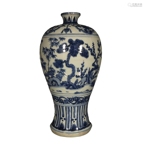 A Fabulous Blue And White Pine Bamboo& Plum Vase