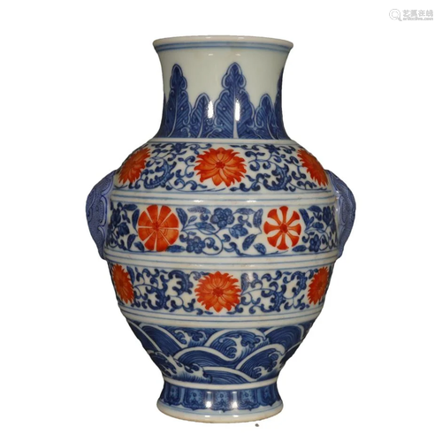 A Wonderful Blue And White Alum-red "Interlocking Branc...