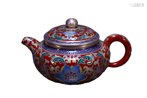 A Gorgeous Purple Sand Added-colour Flower Teapot