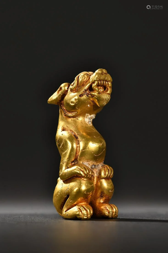 A Delicate Gilt-bronze Beast Paperweight