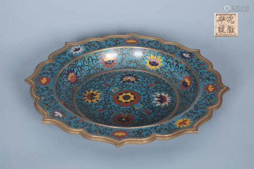 A Fine Bronze Cloisonne 'Flower' Plate