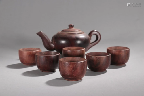 A Set Of Huanghuali Teapot and Cups