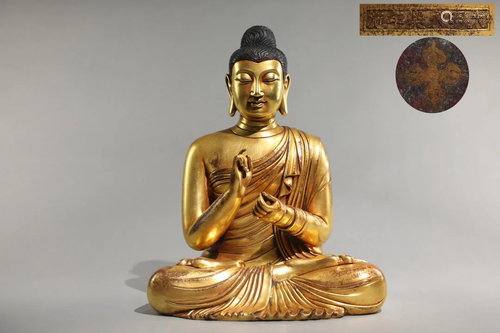 A Fine Gilt-bronze Figure of Shakyamuni