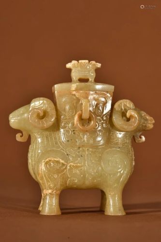 A Top Jade Carved Double Sheep Incense Burner