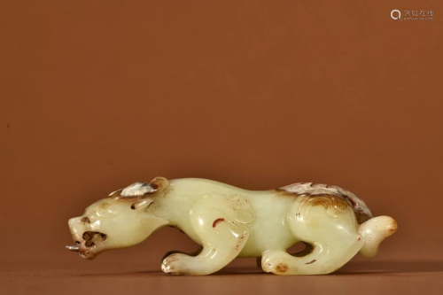 An Unusual Jade Carved Beast Ornament