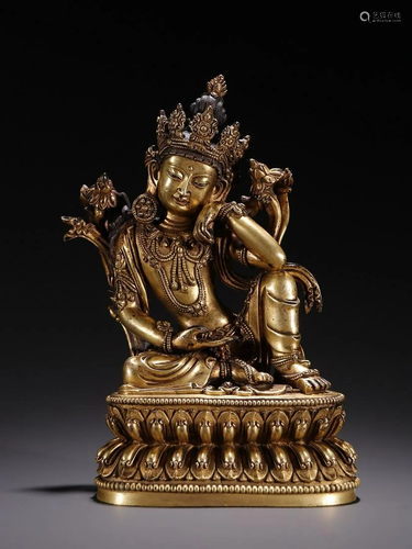 A Rare Gilt-bronze Figure of Guanyin