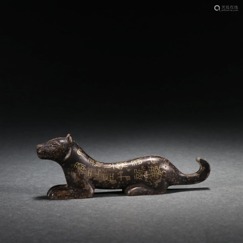 A Fine Bronze Inlaid Gold Tiger Talisman