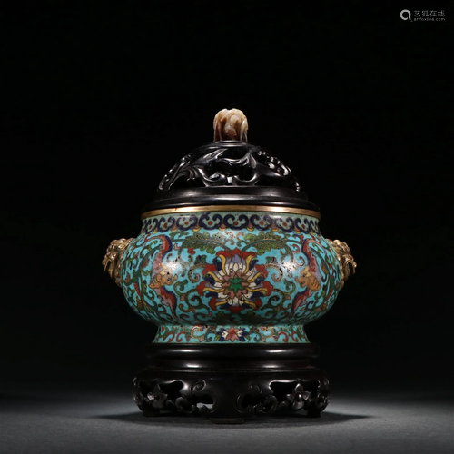 A Fine Gilt-bronze Cloisonne Censer