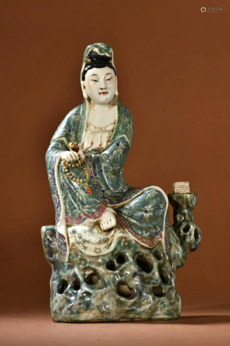 A Rare Painted Figure of Guanyi