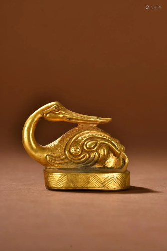 A Fine Gilt-bronze Duck Ornament