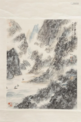 A LANDSCAPE PAINTING ON PAPER BY FU BAOSHI.