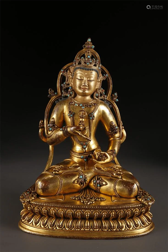 A TIBETAN VAJRASATTVA BUDDHA STATUE.