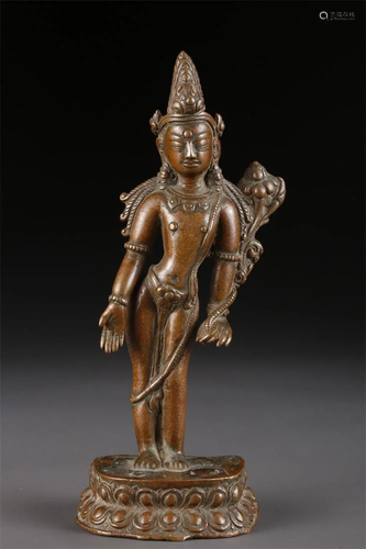 A TIBETAN BRONZE PADMAPANI BUDDHA STATUE.