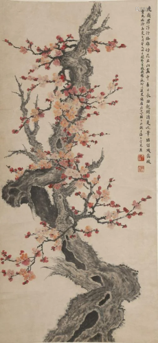 A PLUM BLOSSOMS PAINTING BY DING FUZHI.