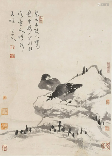 A BIRD PAINTING ON PAPER BY ZHU DA.