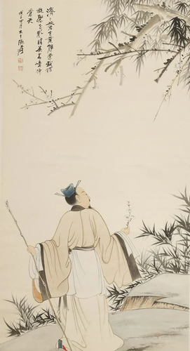 A DIGNITARY PAINTING ON PAPER BY ZHANG DAQIAN.