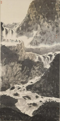 A LANDSCAPE PAINTING ON PAPER BY FU BAOSHI.