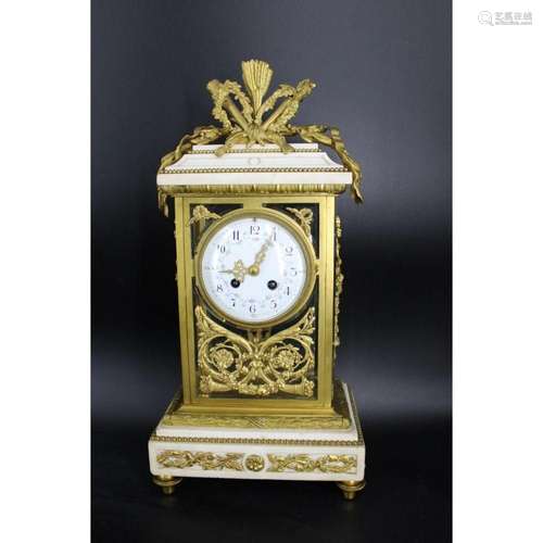 Impressive Bronze Mounted French Marble Clock.