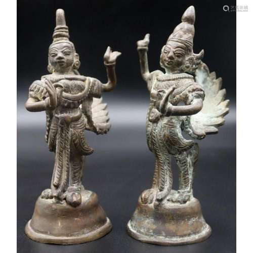 Pair of Burmese? Bronze Figures of Kinnari.