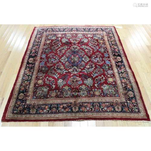 Vintage And Finely Hand Woven Sarouk Style Carpet.