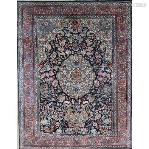 Vintage And Finely Hand Woven Framed Carpet.