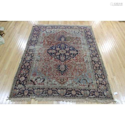 Antique And Finely Hand Woven Heriz Style Carpet.