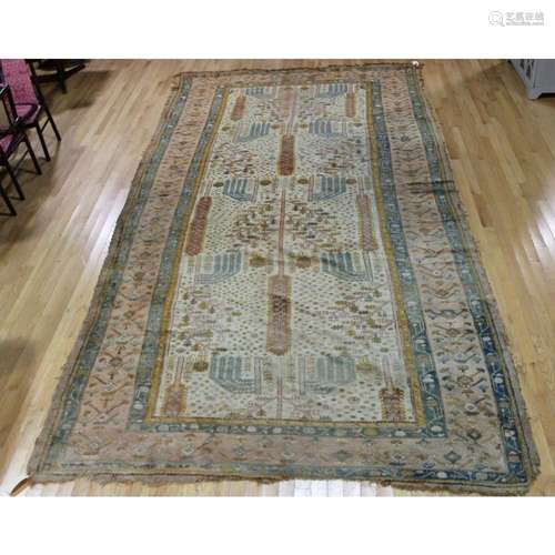 Vintage and Finely Hand Woven Agra Carpet.