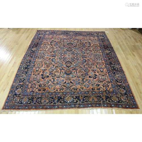 Antique And Finely Hand Woven Sarouk Style Carpet.