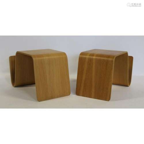 Midcentury Pair of Bentwood Side Tables with