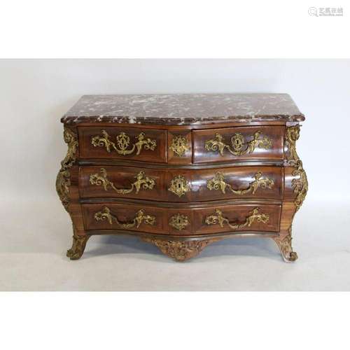 18th Century Bronze Mounted Marbletop Commode.