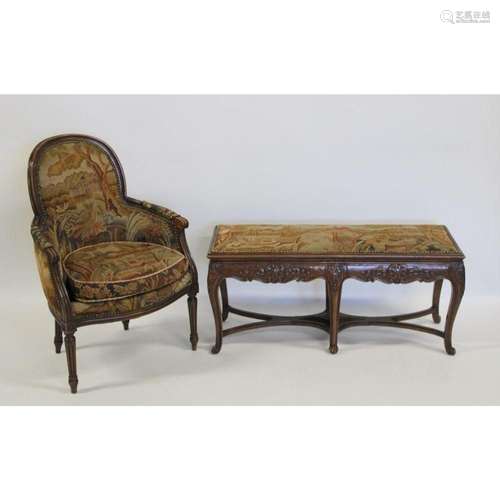 Louis XVI Style Needle Point Chair & Piano Bench.