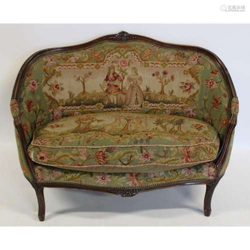 Louis XV Style Needlepoint Settee.