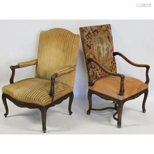 2 Louis XV Style Upholstered Arm Chairs