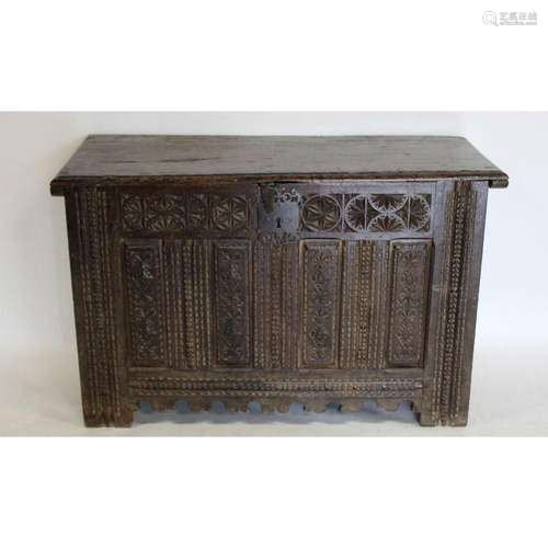 18th Century Highly & Finely Carved Trunk With