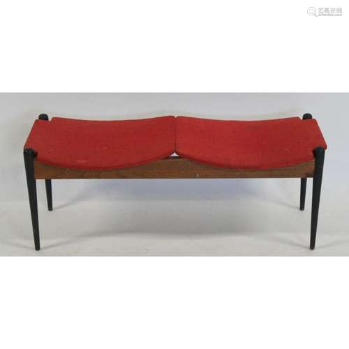 Midcentury Ebonised Two Seat Bench.