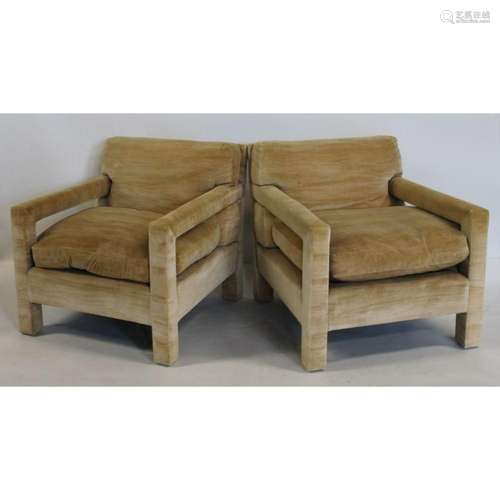 A Midcentury Pair Of Upholstered Club Chairs.