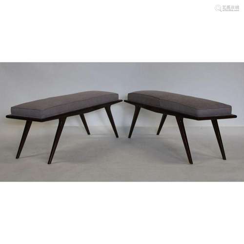 Pair of Midcentury Style Upholstered Benches.