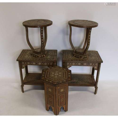 Group of Syrian-Mother of Pearl Inlaid Furniture.