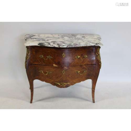 Antique Marquetry Inlaid Two Drawer Commode.